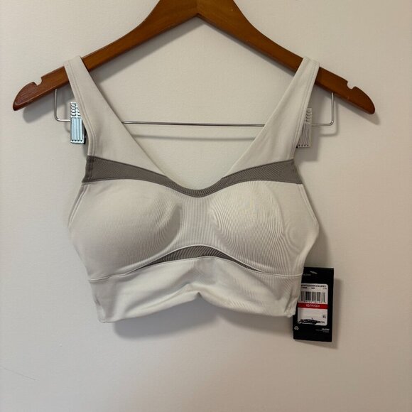 Underarmour Sports Bra Off white / Grey Medium Support Padded NWT Size XS - Picture 2 of 10